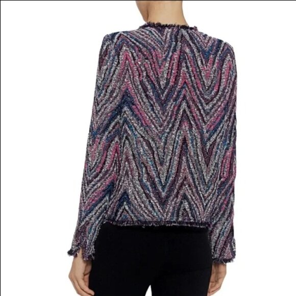 IRO Weird Tweed Fringed Rainbow Multicolor Open Knit Blazer Jacket FR36/US4 - Picture 4 of 12